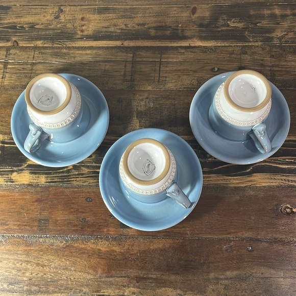 Set of 3 footed vintage Denby cups and saucers - Picture 5 of 10